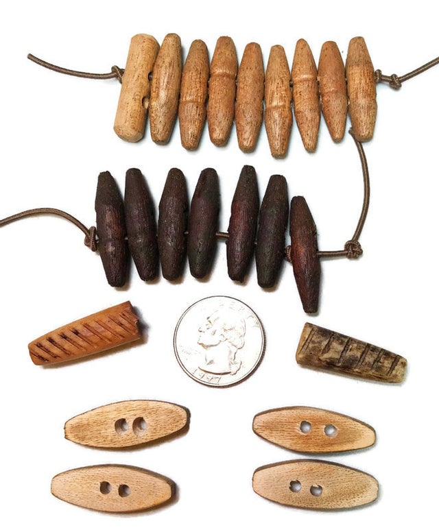 20 Unusual Carved-Wood Buttons from Kenya